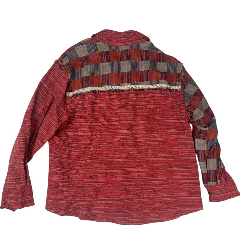 POL size small oversized patchwork button up shir… - image 2